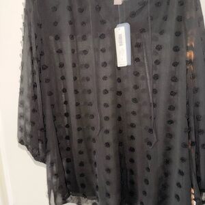 Chico's Sheer Black Polka Dot Blouse
